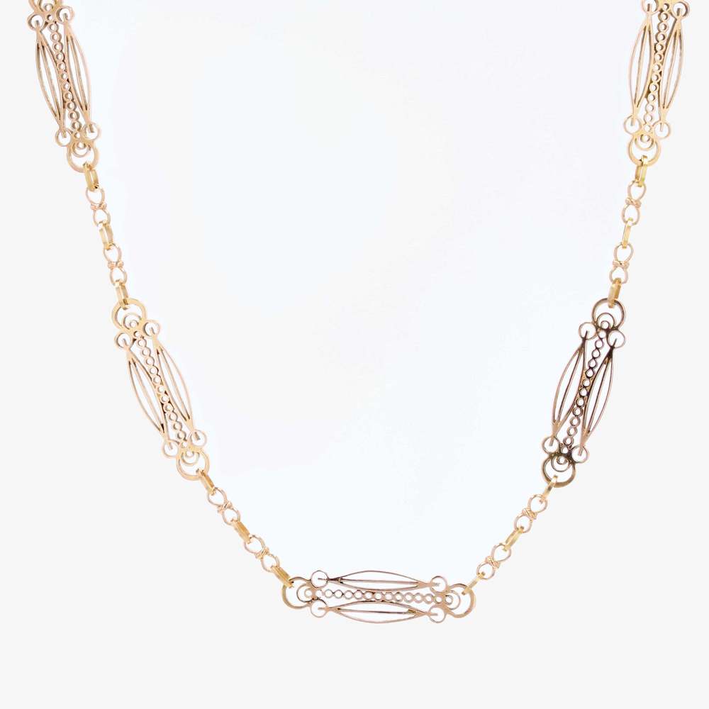 French Art Nouveau 18 Karat Yellow Gold Art Nouveau Long Necklace - Picture 5 of 16